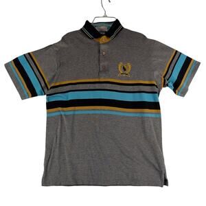Vintage Caesars‎ Palace Gray Striped Polo Shirt Medium Short Sleeve Made In USA